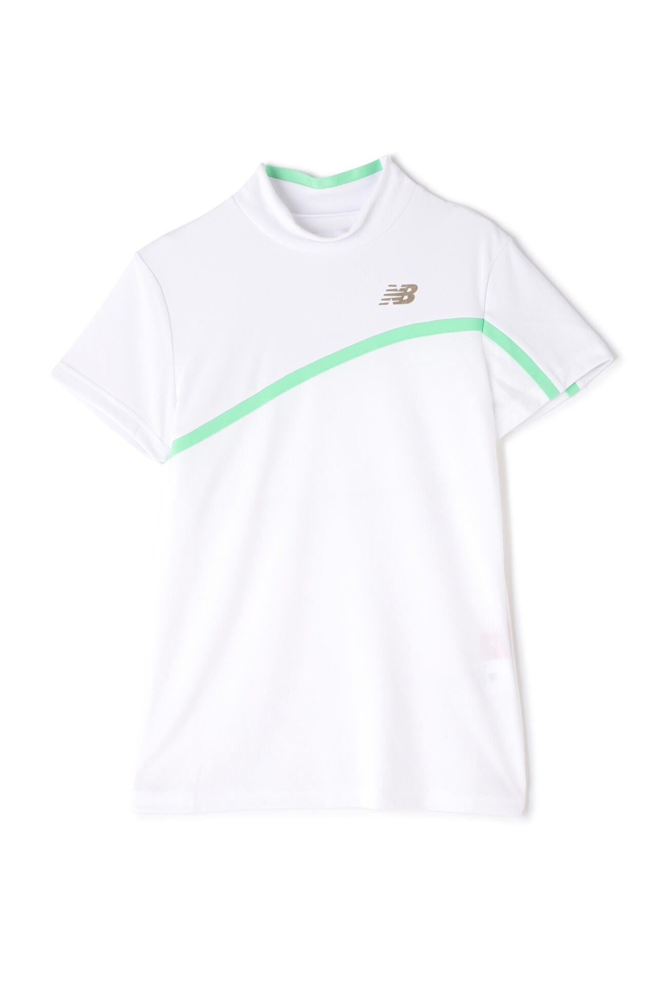 Nオプティカルチェック柄 半袖 モックネック プルオーバー (WOMENS WORLD)