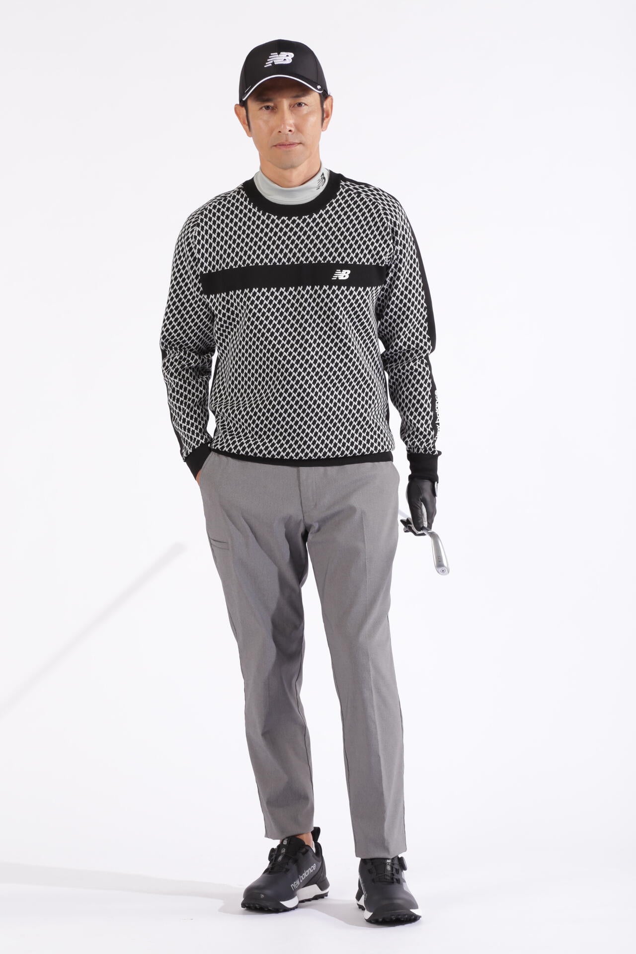 Nチェック柄 クルーネック ニット プルオーバー (MENS WORLD)