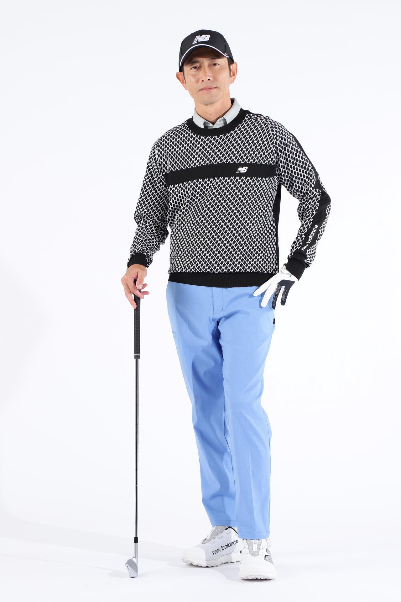 Nチェック柄 クルーネック ニット プルオーバー (MENS WORLD)