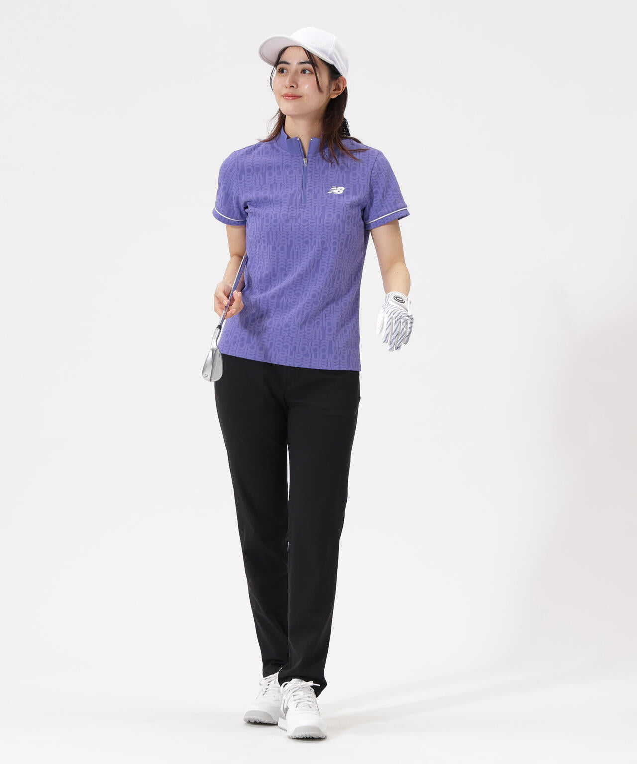 リフレクト・オーバーラップロゴ柄 ハーフジップ モックネック プルオーバー (WOMENS)