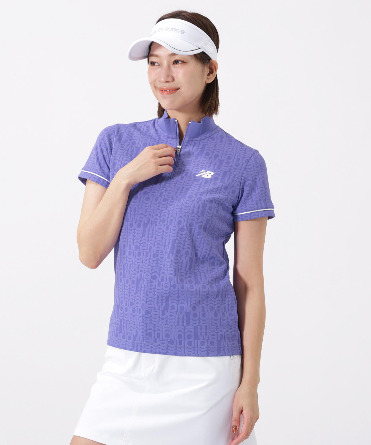 リフレクト・オーバーラップロゴ柄 ハーフジップ モックネック プルオーバー (WOMENS)