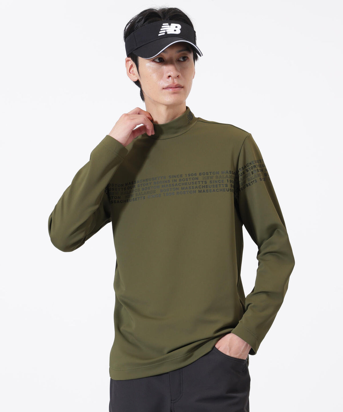光吸収発熱 長袖 モックネック プルオーバー (MENS)