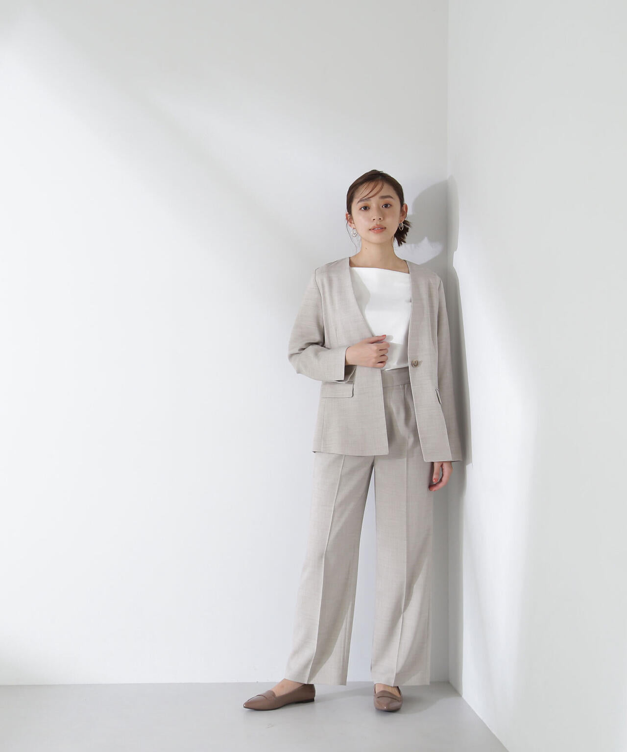 シャークスキンノーブル SETUP ストレートパンツ*