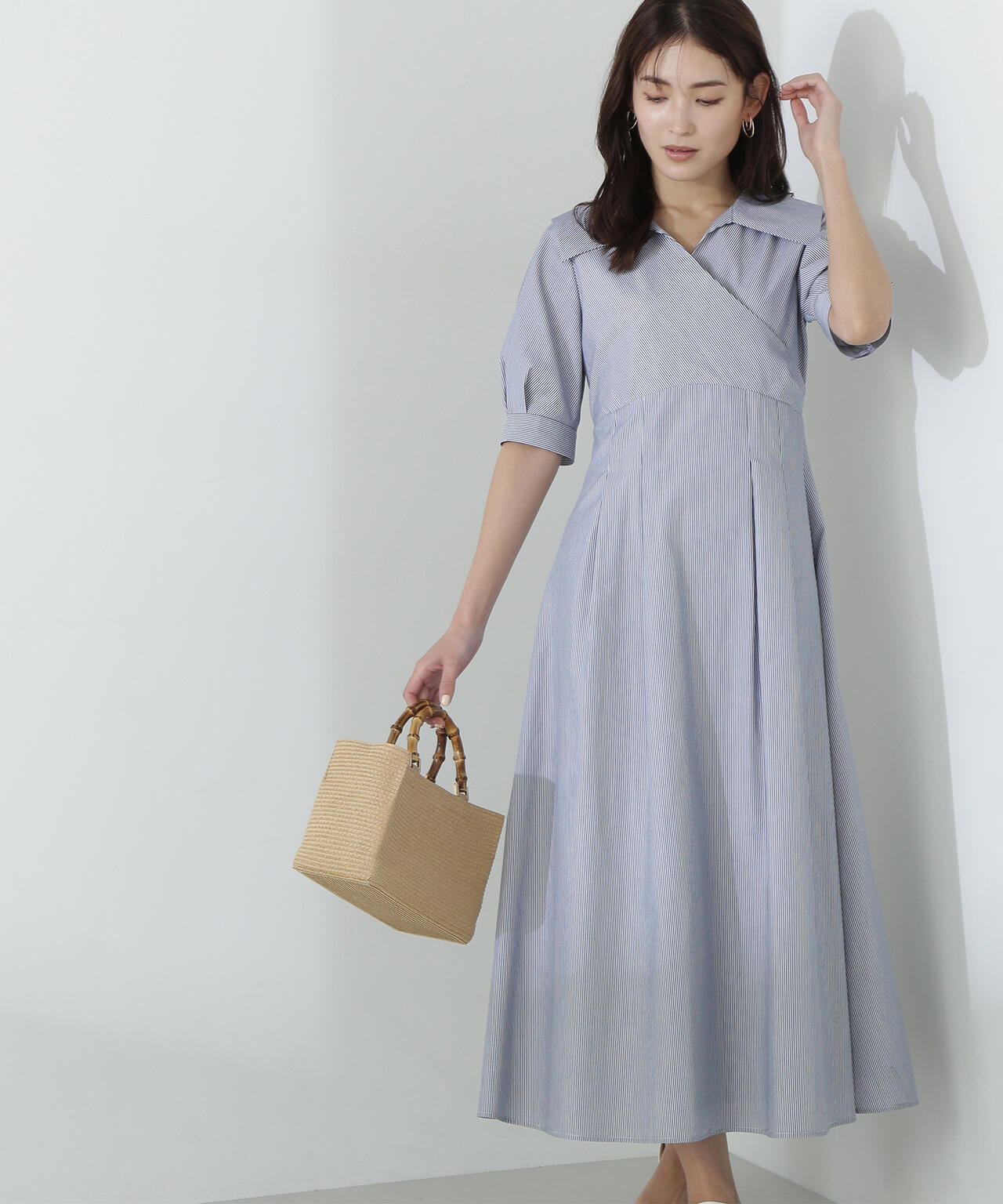 カシュクールシャツワンピース*