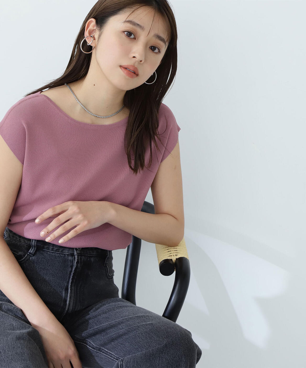 総針ベーシックシリーズ ボートネックニット*
