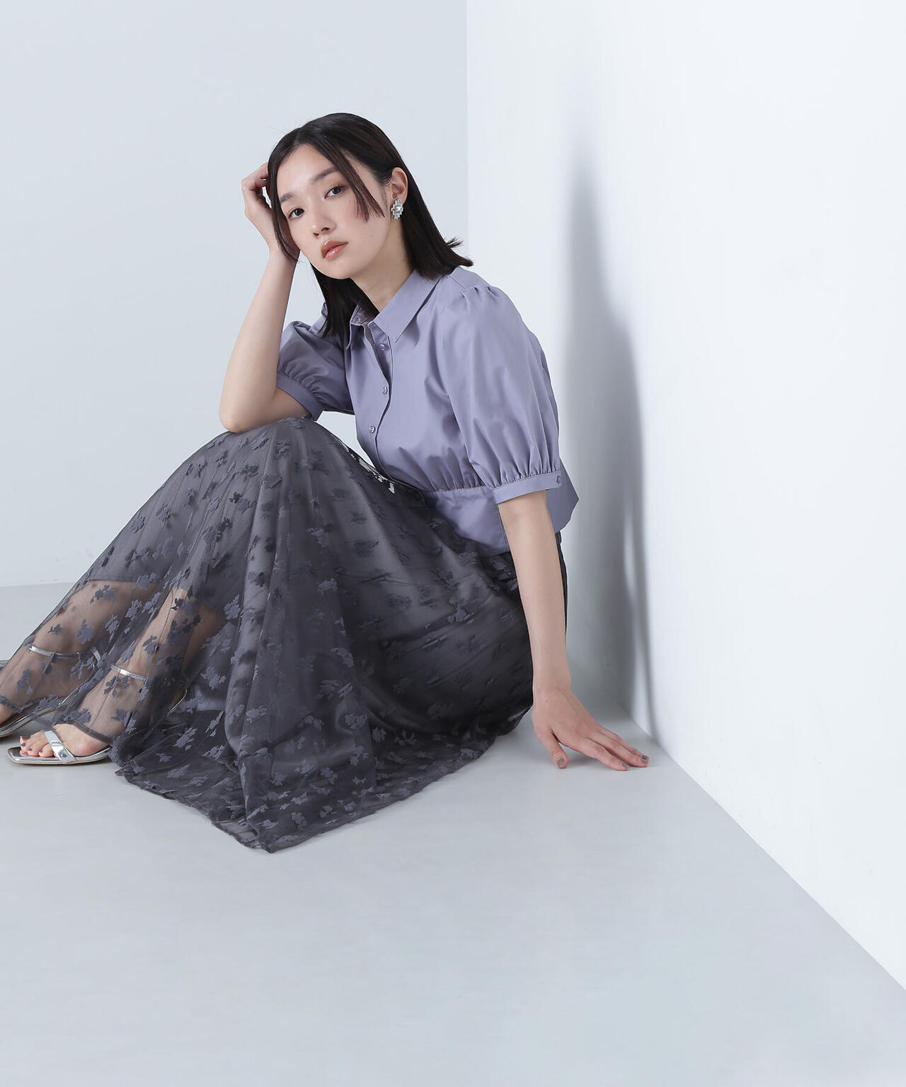 フラワーレースプリーツスカート*