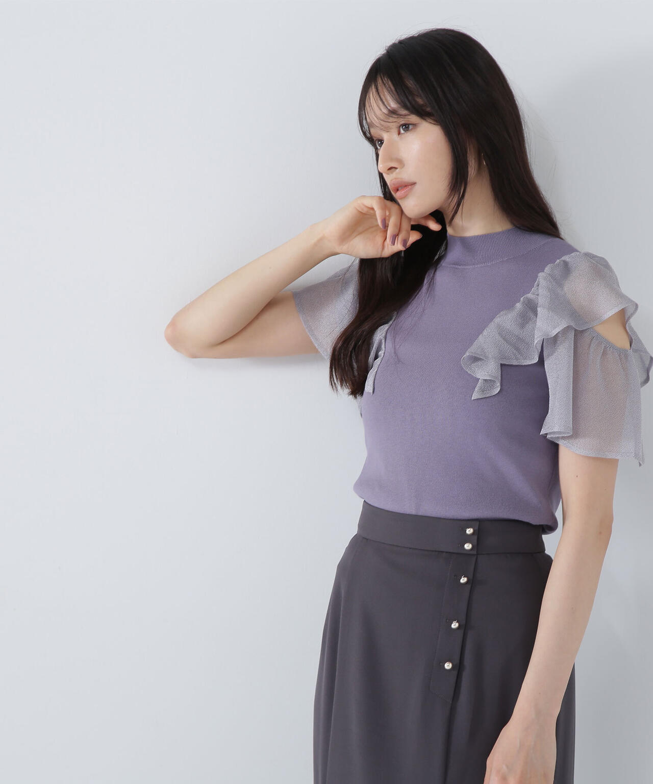ラッフルシアースリーブニット*