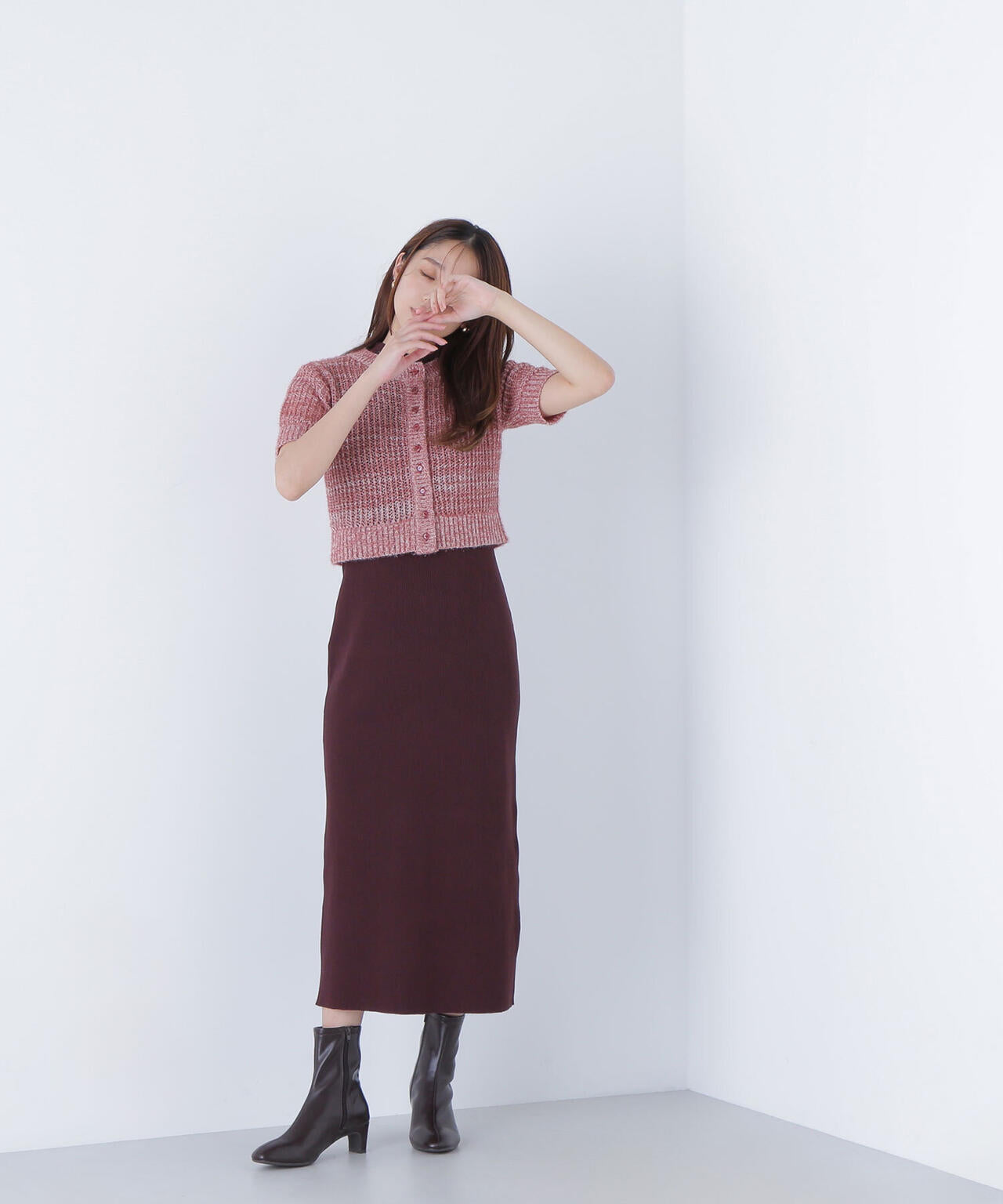 フィルムラメカーデセットニットワンピース*