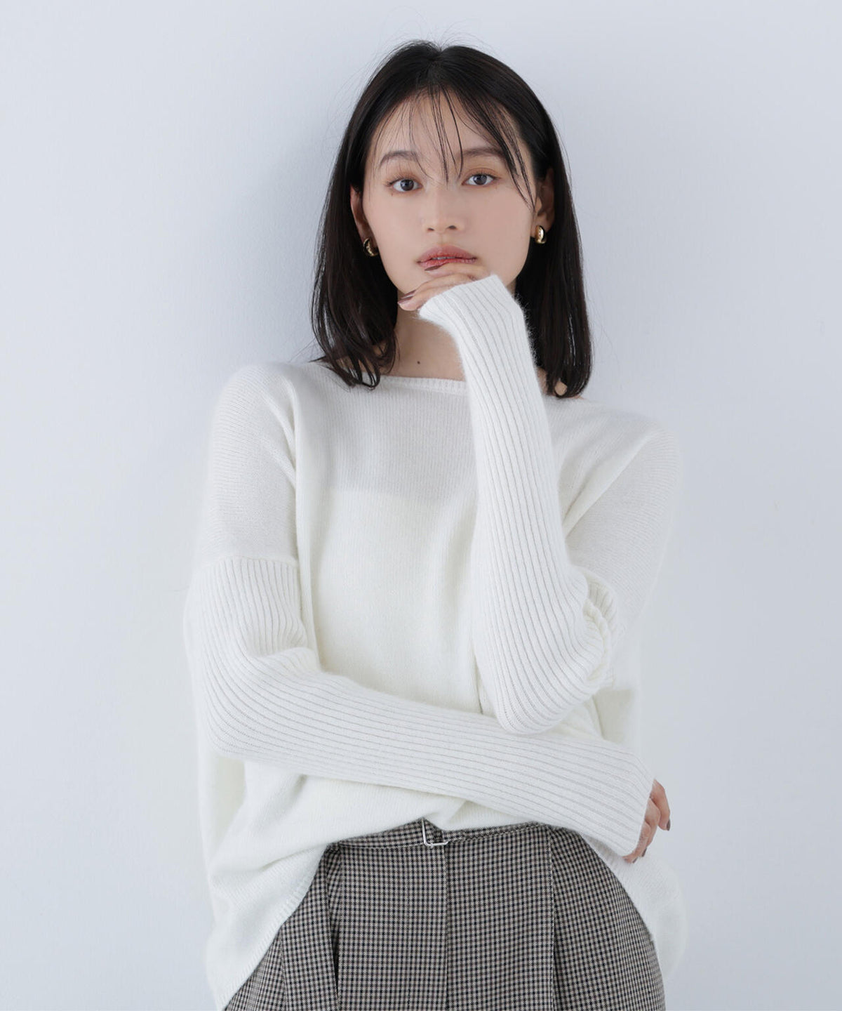 ウールブレンドヘアリーニット*
