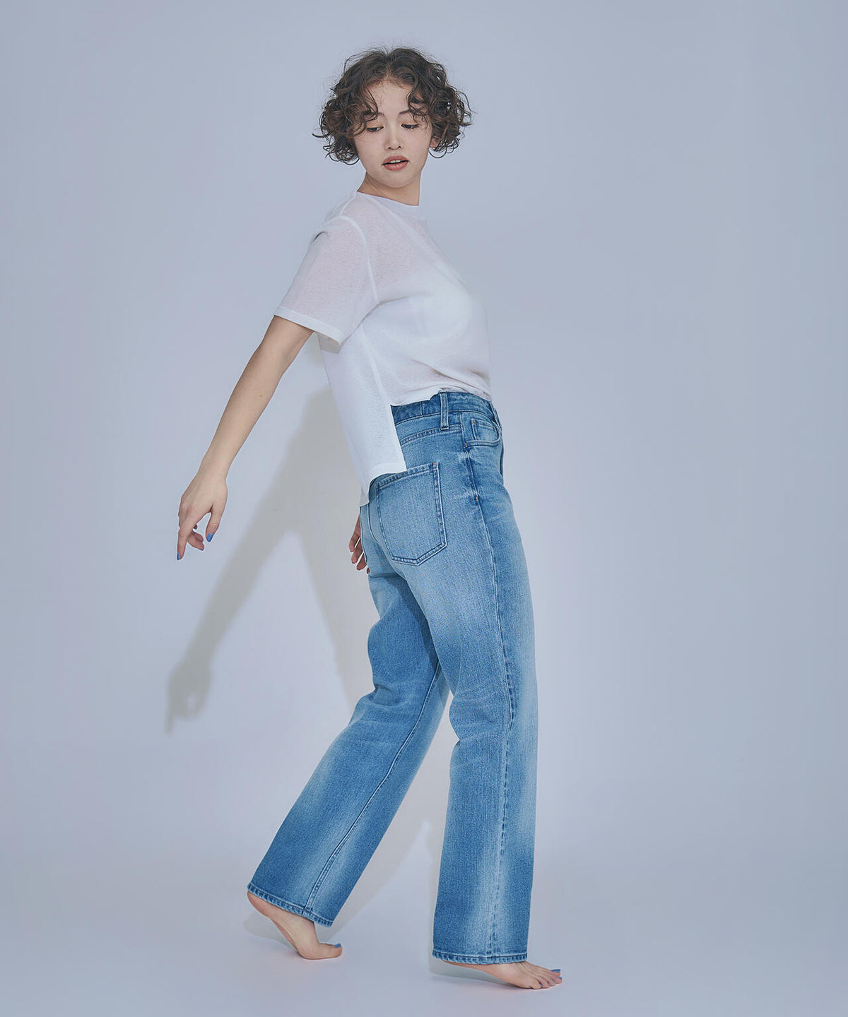 <FUDGE掲載><Healthy DENIM>ハイライズストレートデニムパンツ