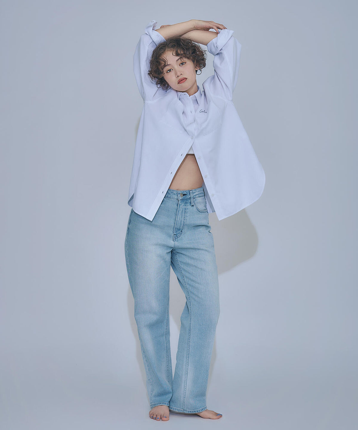 <FUDGE掲載><Healthy DENIM>ハイライズストレートデニムパンツ