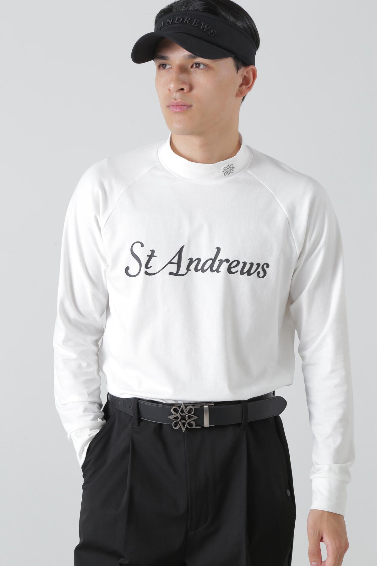 ベア天竺長袖ハイネックカットソー (MENS)