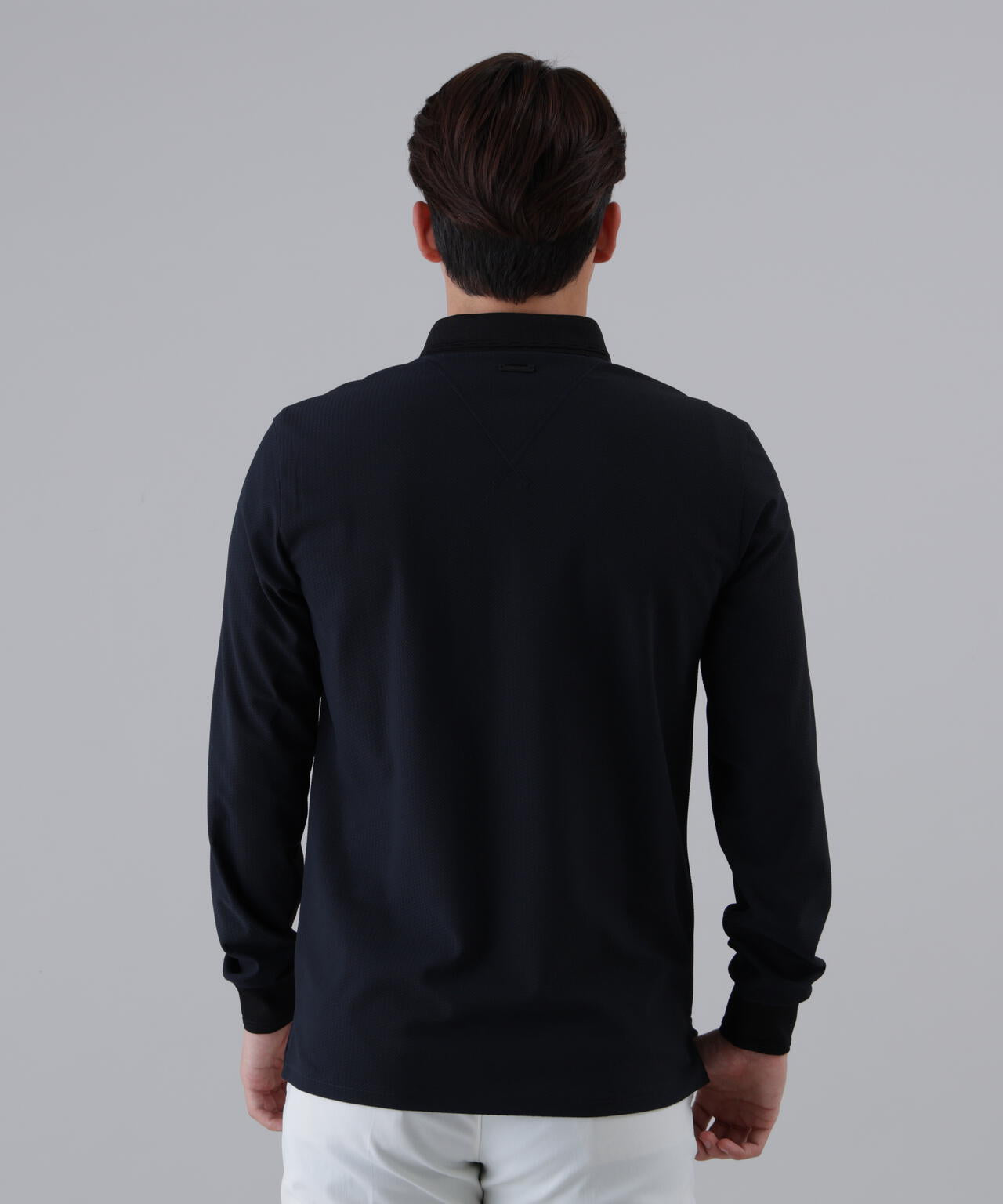 【吸水速乾】【UVカット】SPX裏使いジャガード長袖ポロ (MENS)