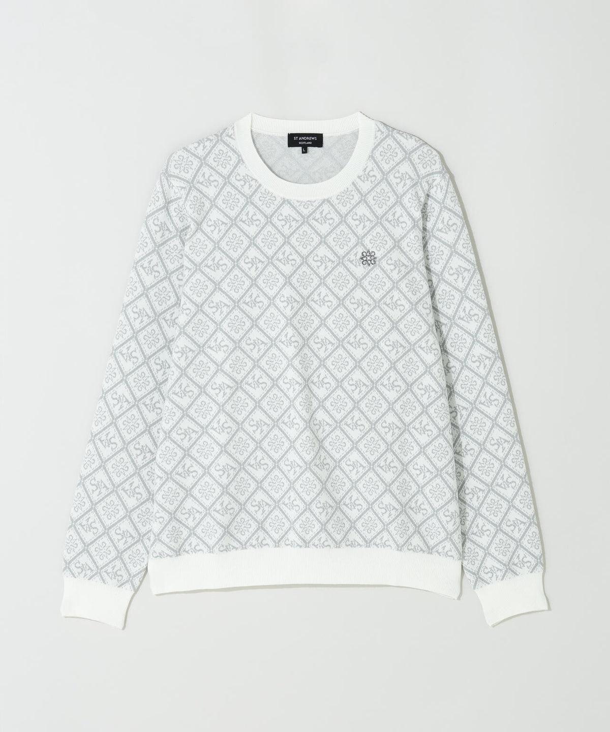 12GStAケルトダイヤジャガードクルーネックニットプルオーバー (MENS)