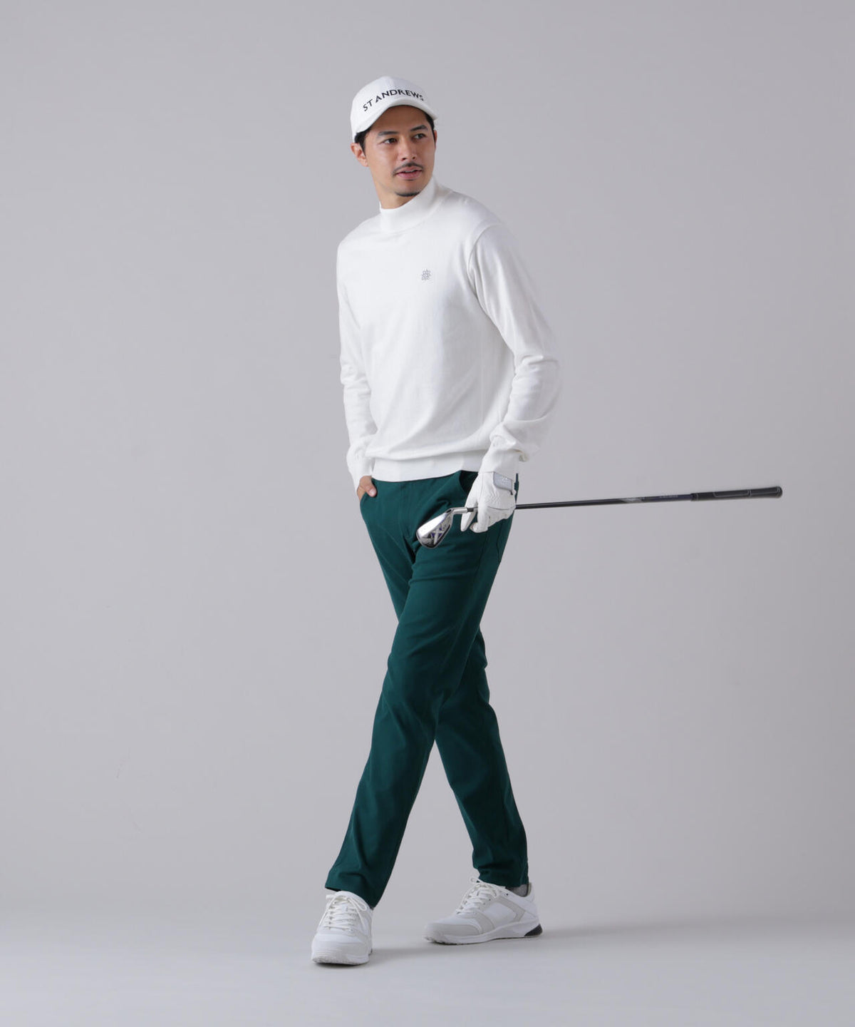 カシミヤタッチ天竺モックネックニットプルオーバー (MENS)