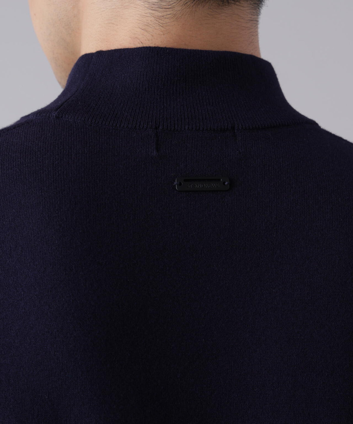 カシミヤタッチ天竺モックネックニットプルオーバー (MENS)