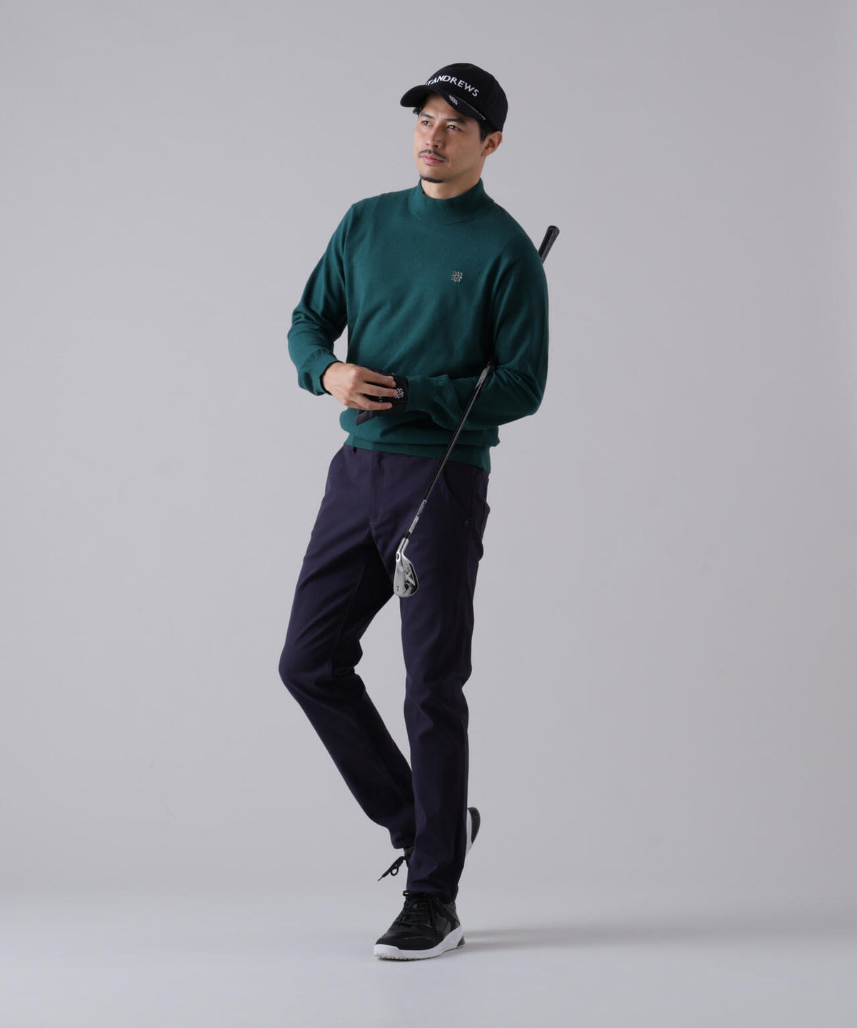 カシミヤタッチ天竺モックネックニットプルオーバー (MENS)