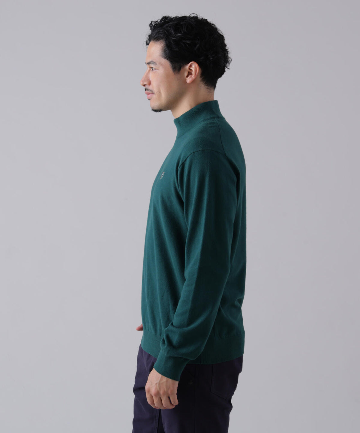 カシミヤタッチ天竺モックネックニットプルオーバー (MENS)