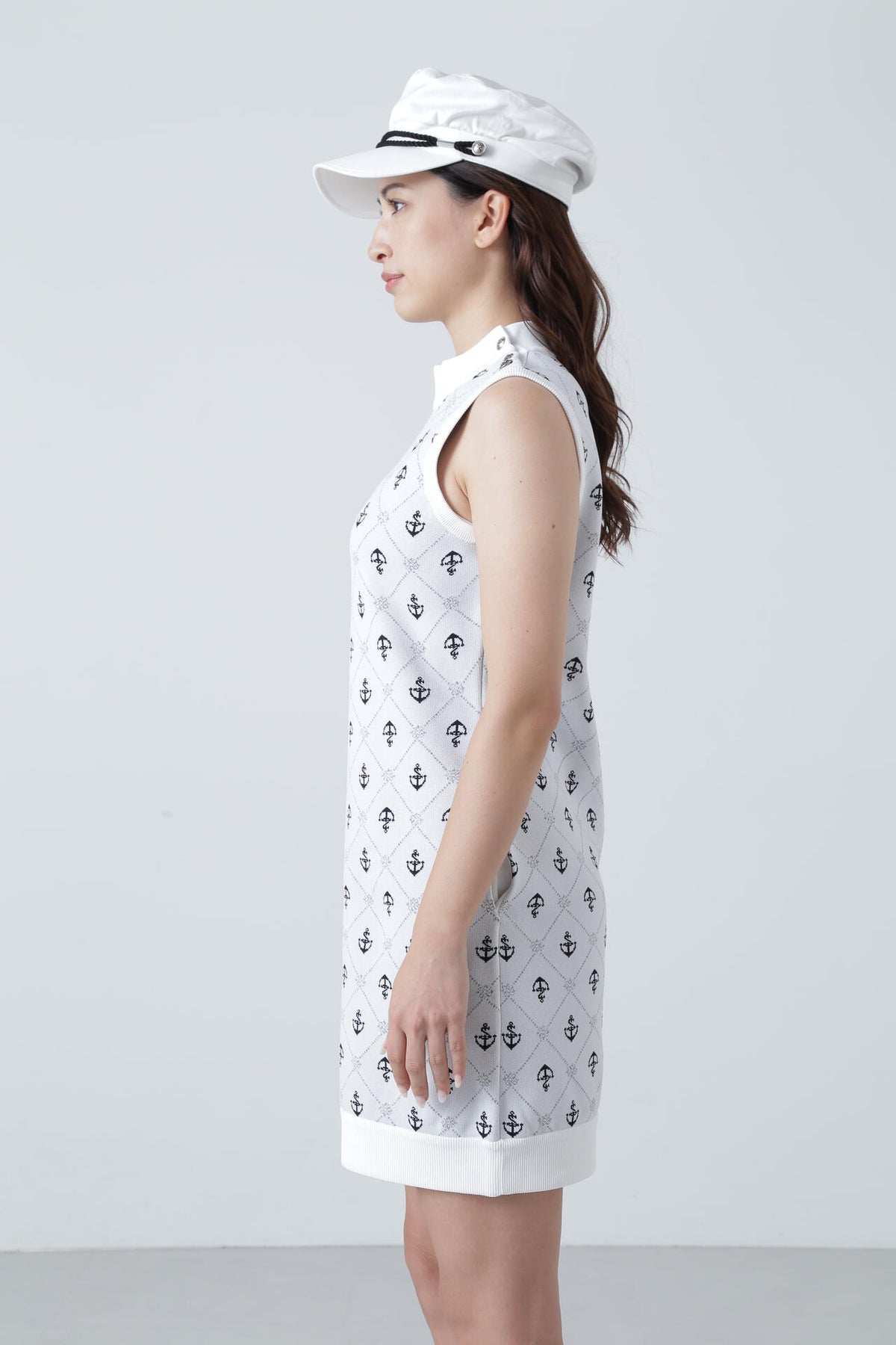 アンカージャガード モックネックニット スリーブレスワンピース (WOMENS)