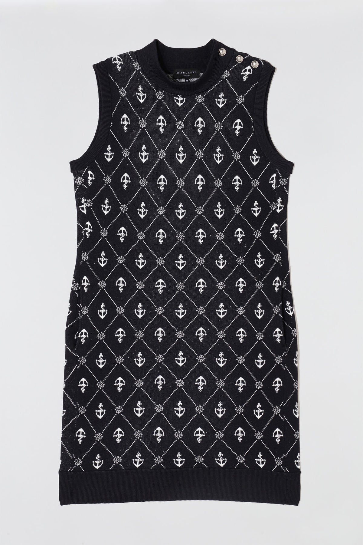 アンカージャガード モックネックニット スリーブレスワンピース (WOMENS)