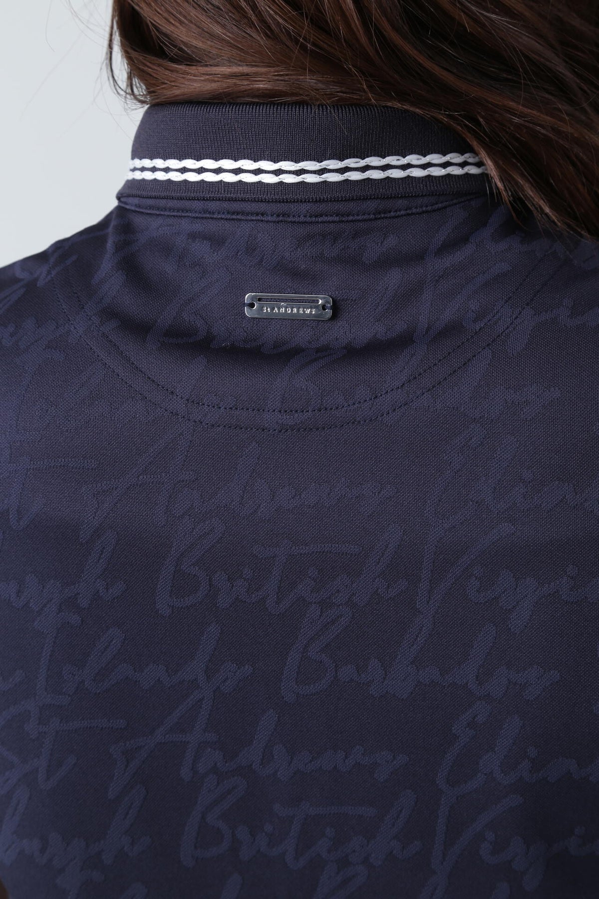 ハンドライティングジャガード無地 半袖ポロシャツ (WOMENS)
