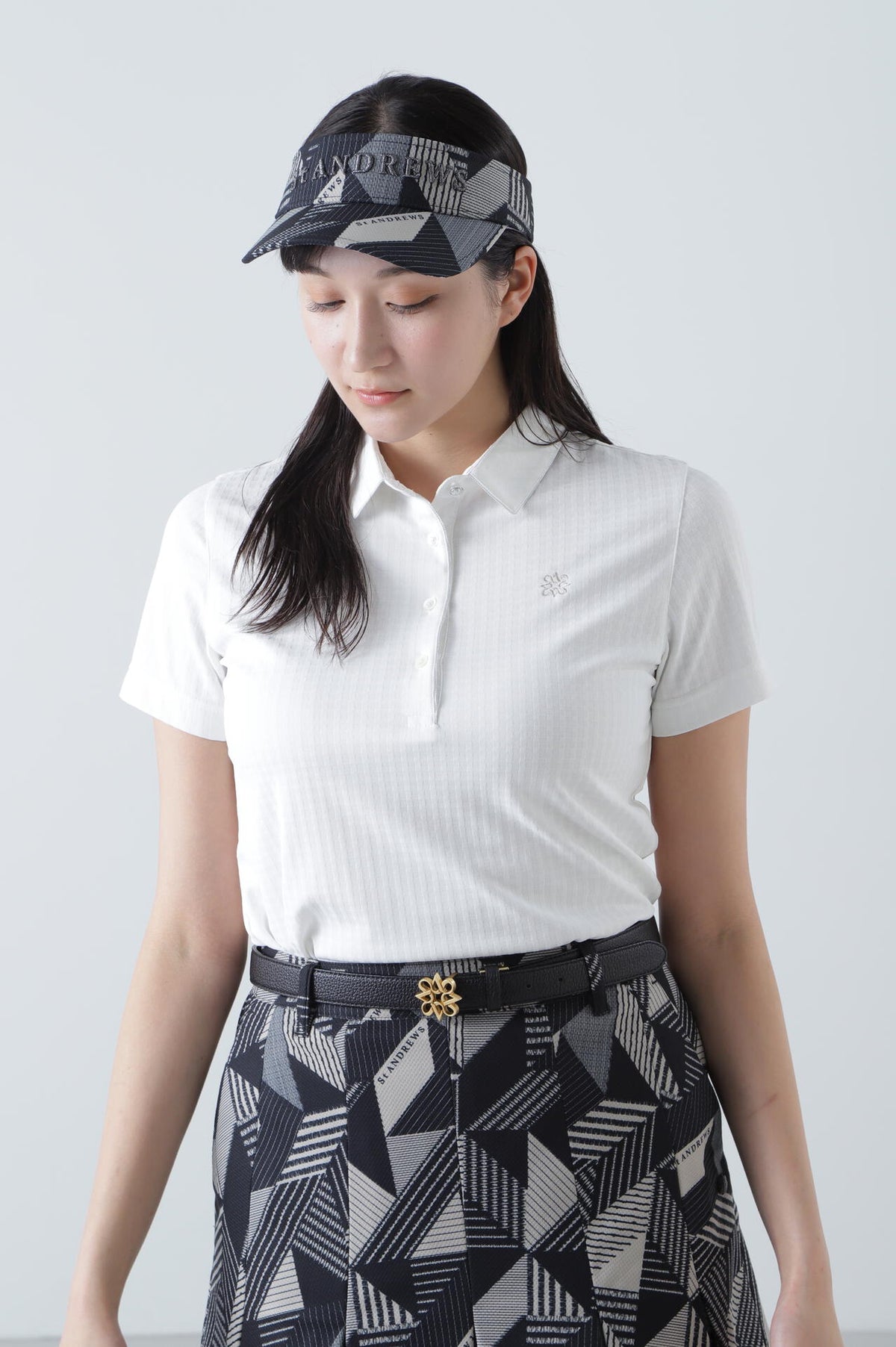 ギンガムジャガード半袖シャツ (WOMENS)