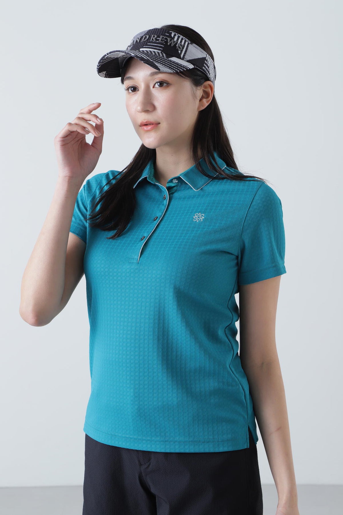 ギンガムジャガード半袖シャツ (WOMENS)