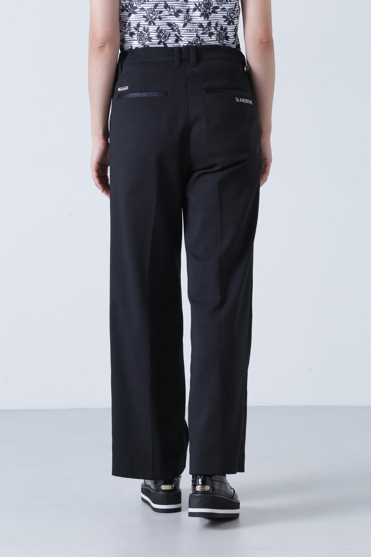 千鳥ジャガードストレッチワイドパンツ (WOMENS)