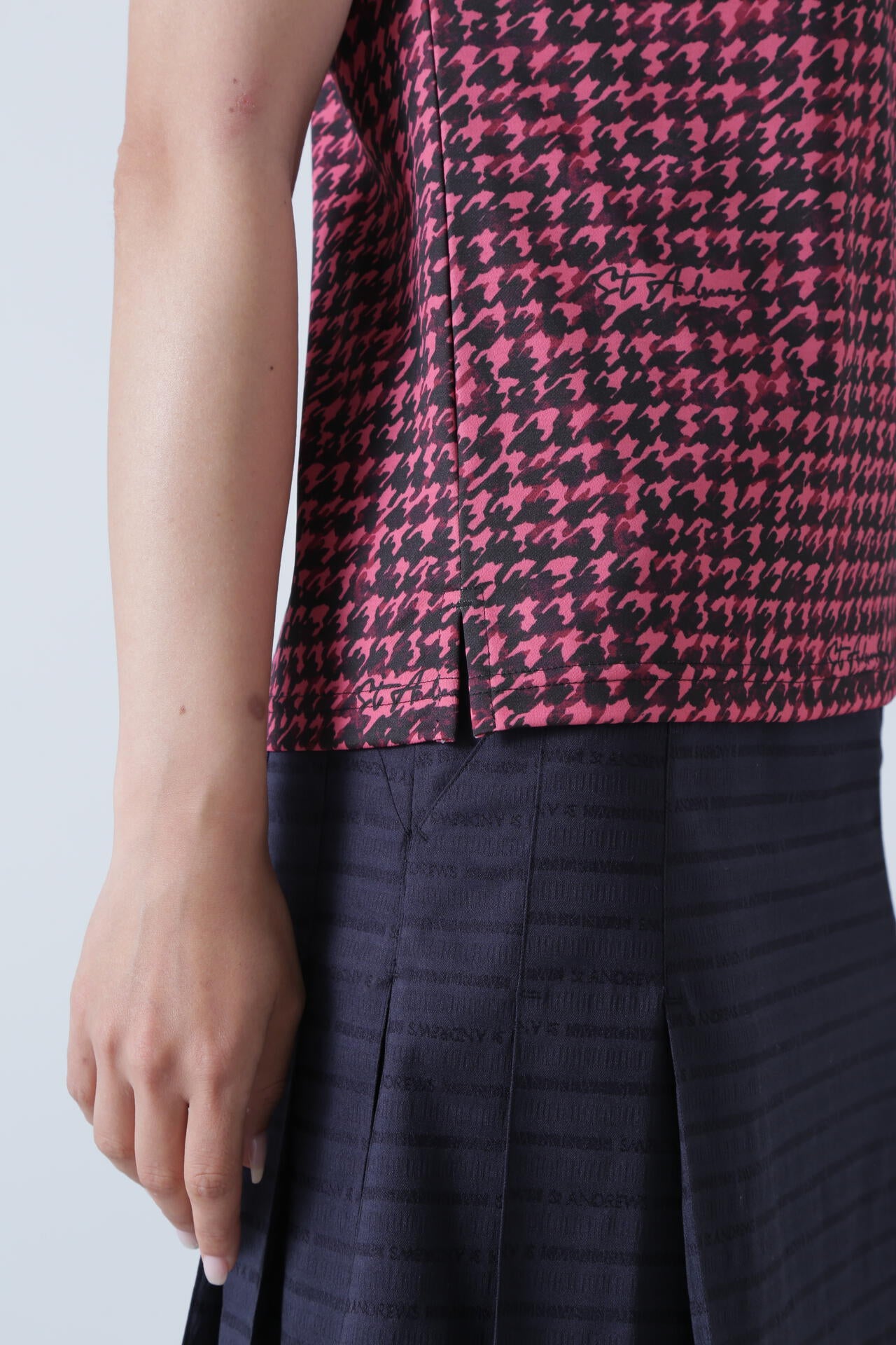 千鳥プリント 半袖ポロシャツ (WOMENS)