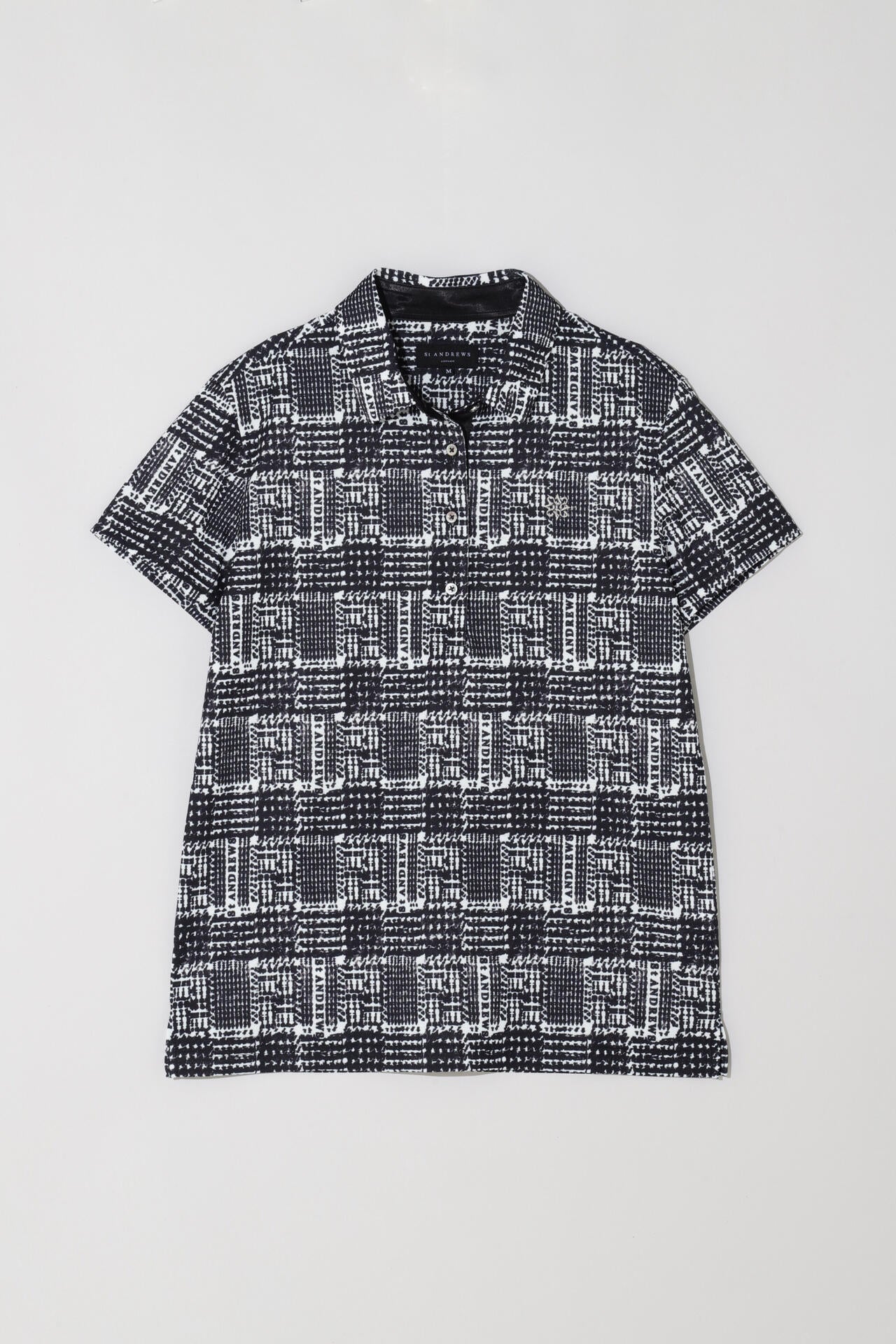 グレンチェックプリント 半袖ポロシャツ (WOMENS)