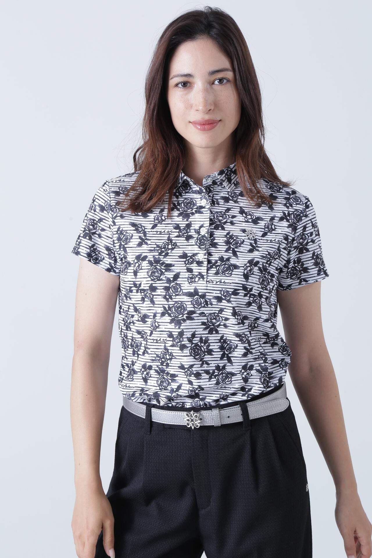 ボニースコットランドプリント 半袖ポロシャツ (WOMENS)