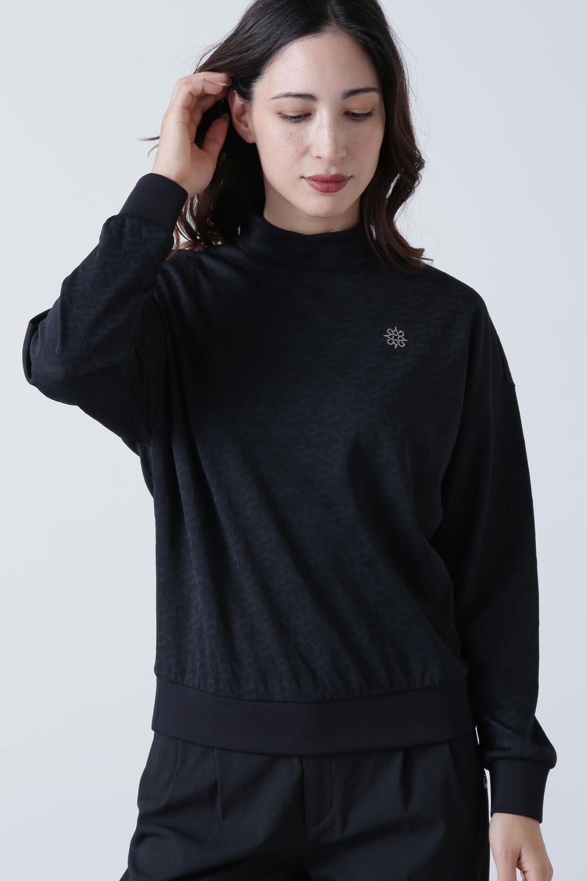 STAドットジャガード長袖ハイネックカットソー (WOMENS)
