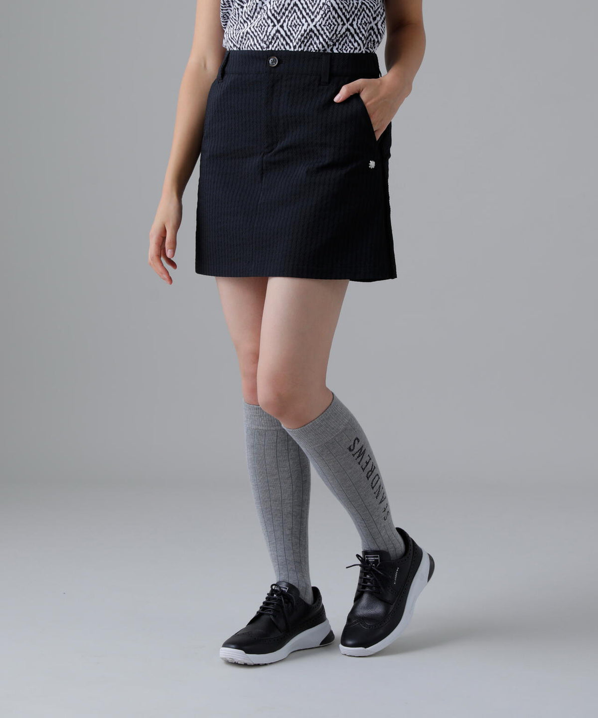 ドットストライプジャカード台形スカート (WOMENS)