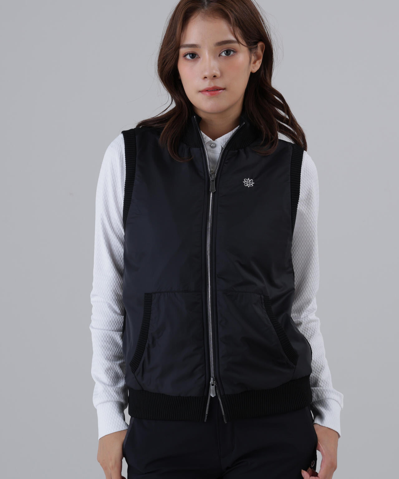 【防風】タフタ×ニットジップアップベスト (WOMENS)