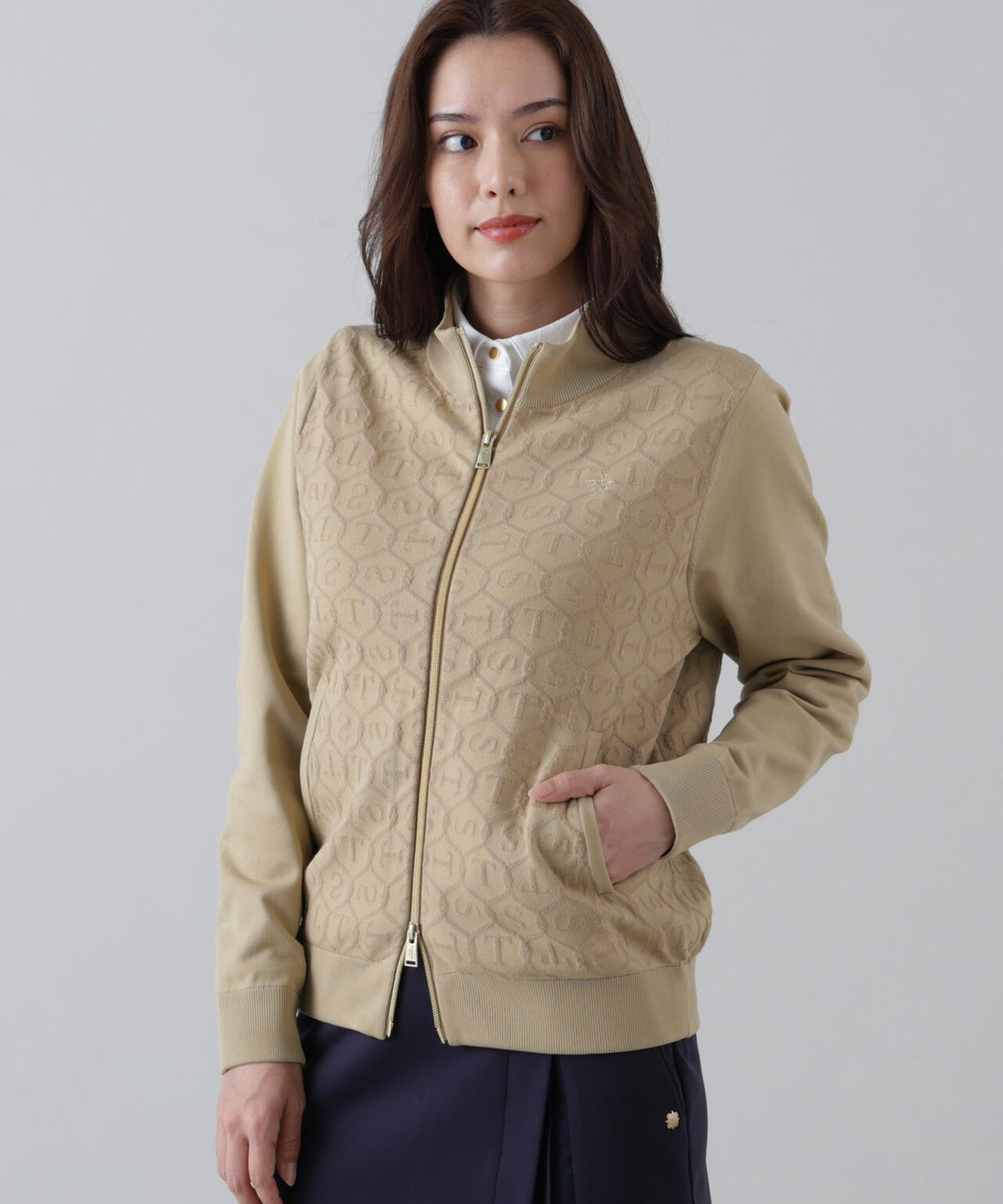 14GSTケーブルジャガードニットブルゾン (WOMENS)