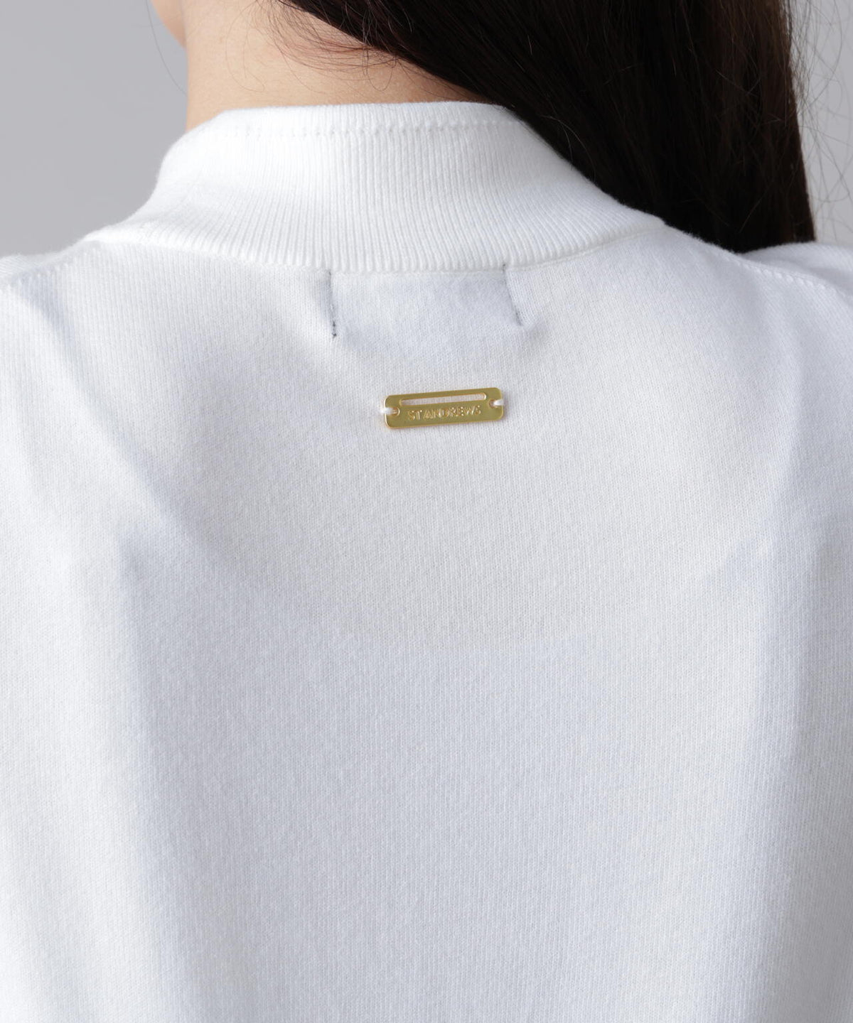 カシミヤタッチ天竺モックネックニットプルオーバー (WOMENS)
