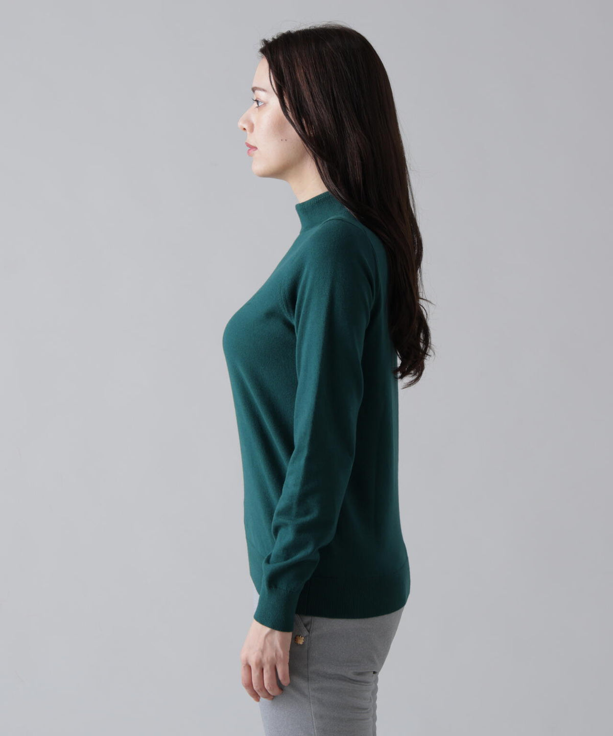 カシミヤタッチ天竺モックネックニットプルオーバー (WOMENS)