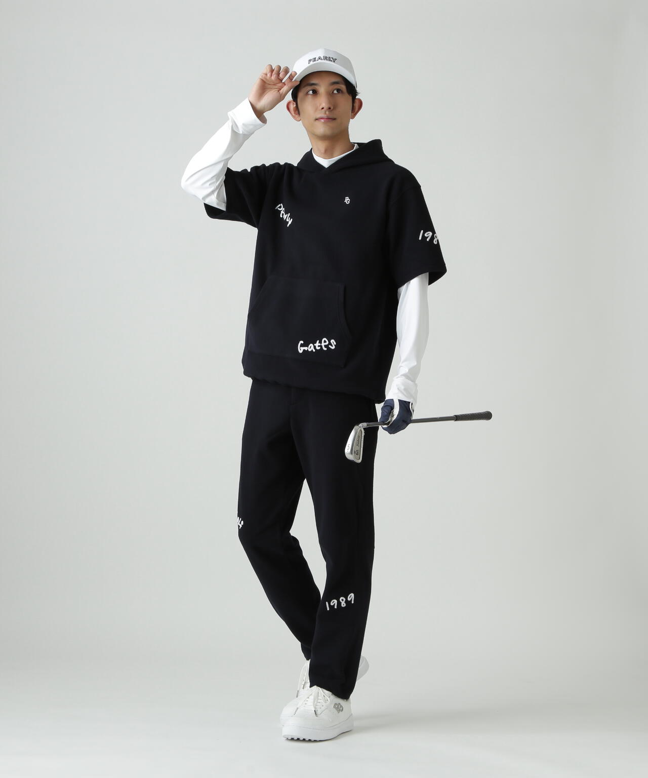 【PG is PG】 ストレッチフリース半袖フーディプルオーバー