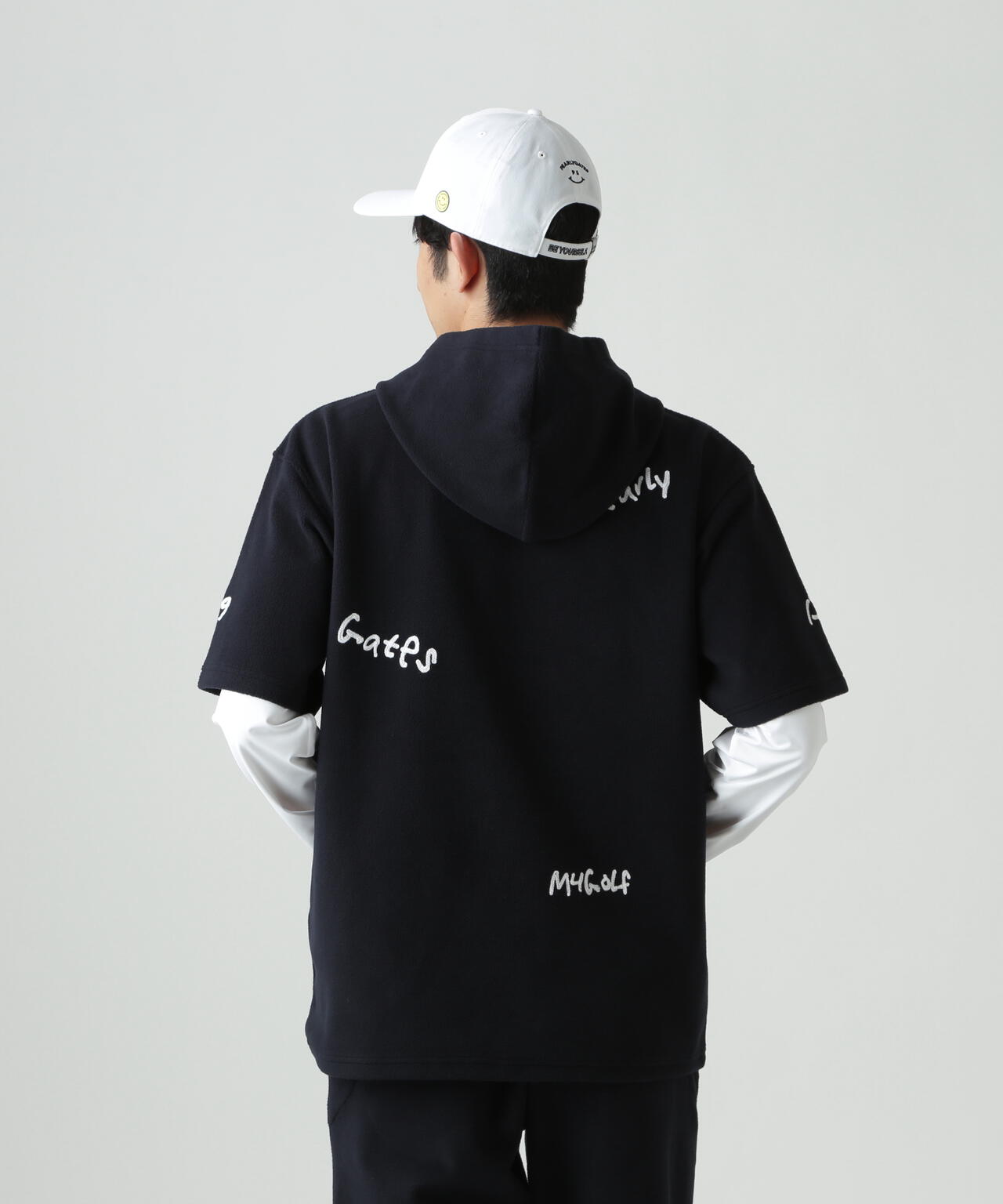 【PG is PG】 ストレッチフリース半袖フーディプルオーバー