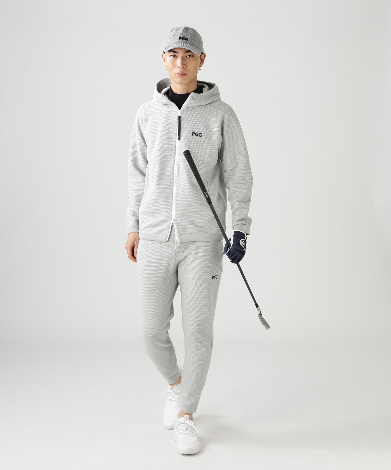 【PGG】【直営店舗&公式オンライン限定】ポリエステルヤーンmmフルジップフーディニットブルゾン (MENS)