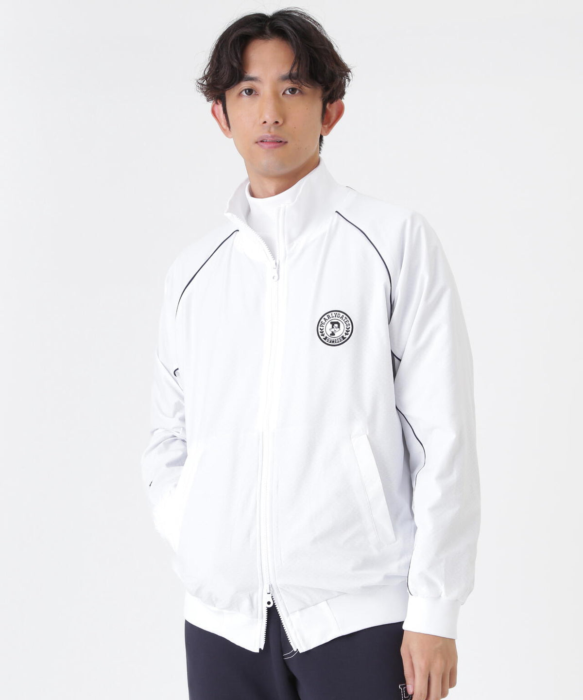 Peメカニカルストレッチ手裏剣ジャガードスタンドジップブルゾン (MENS)