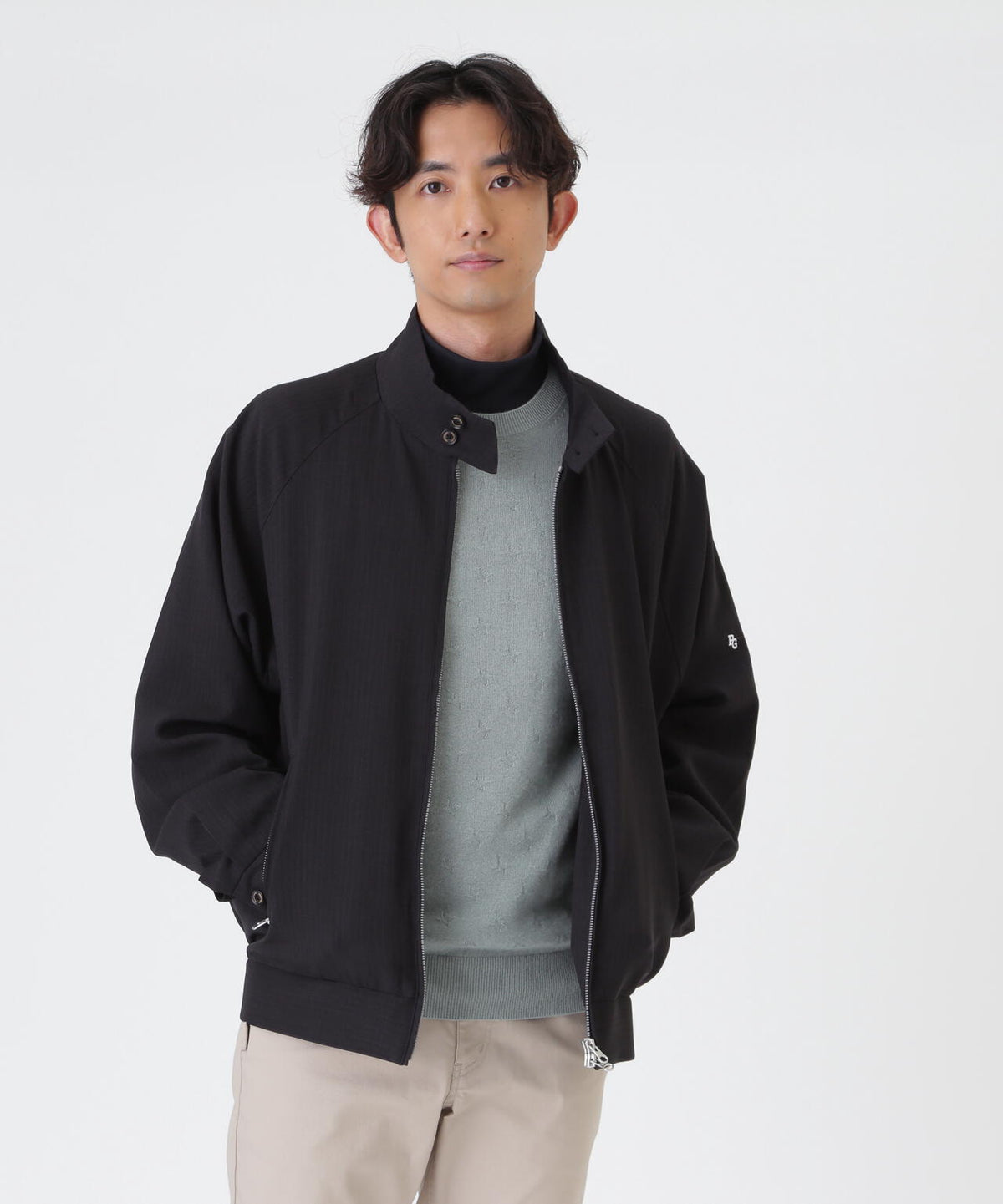 ウーリーノブルゾン <ブラックピンストライプ柄> (MENS)