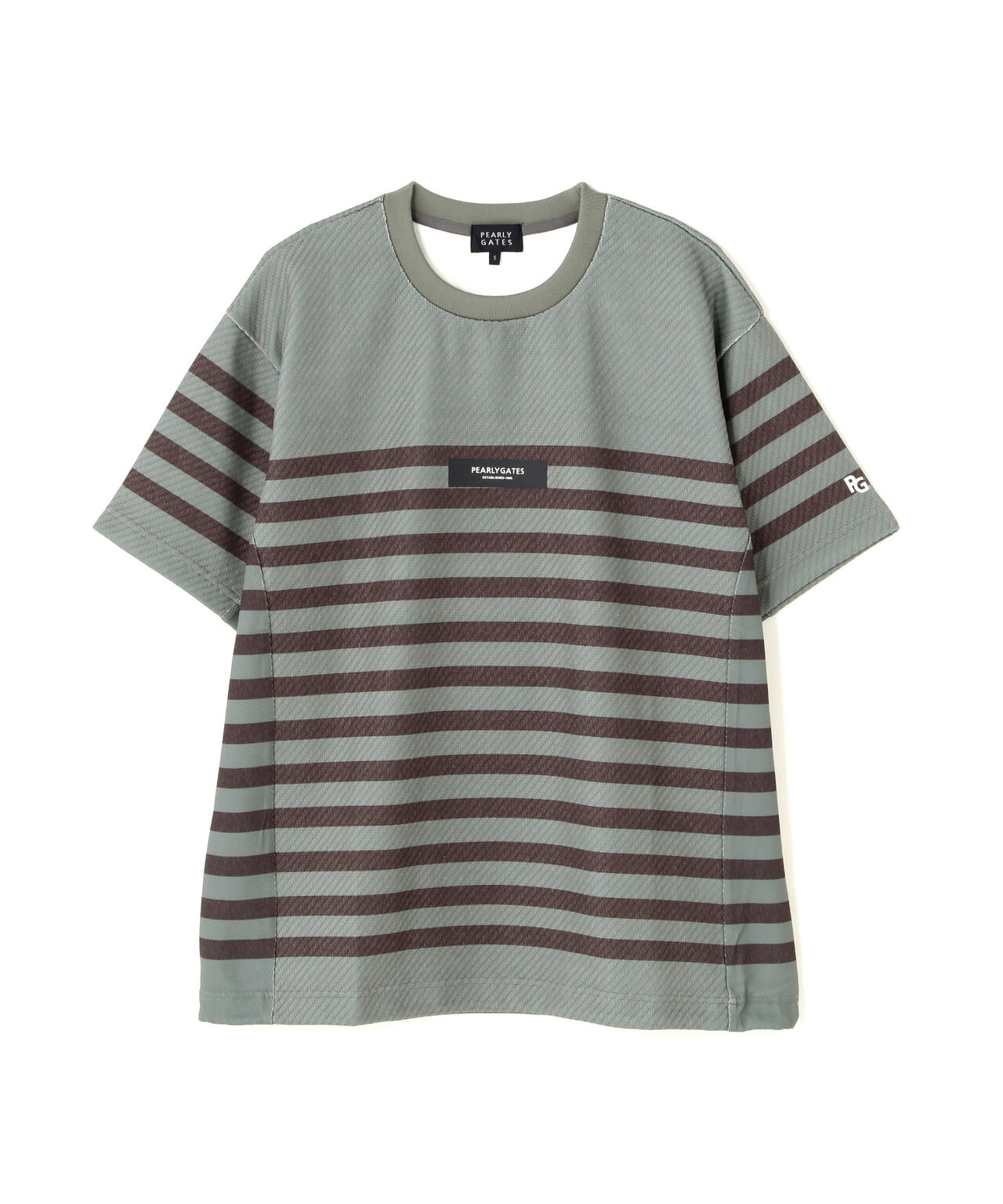 リサイクルモールカルゼクウォーター半袖クルーネックプルオーバー <ボーダー柄> (MENS)