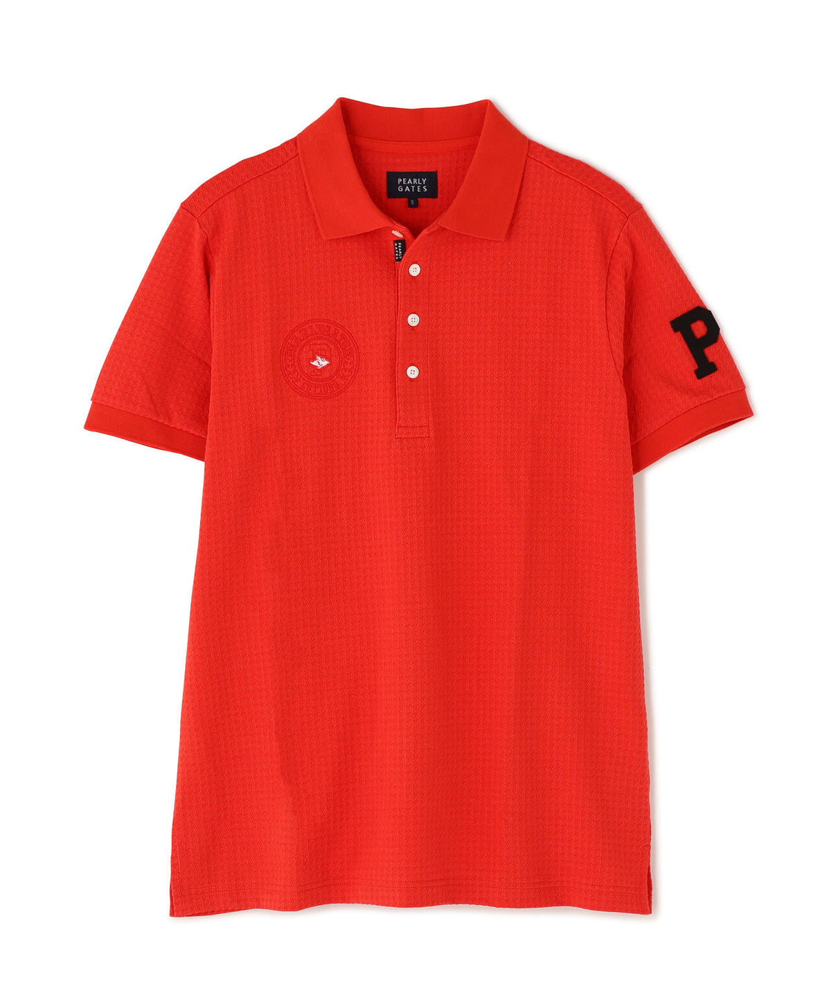 TEXBRIDハイゲージ千鳥ジャガード半袖ポロシャツ (MENS)