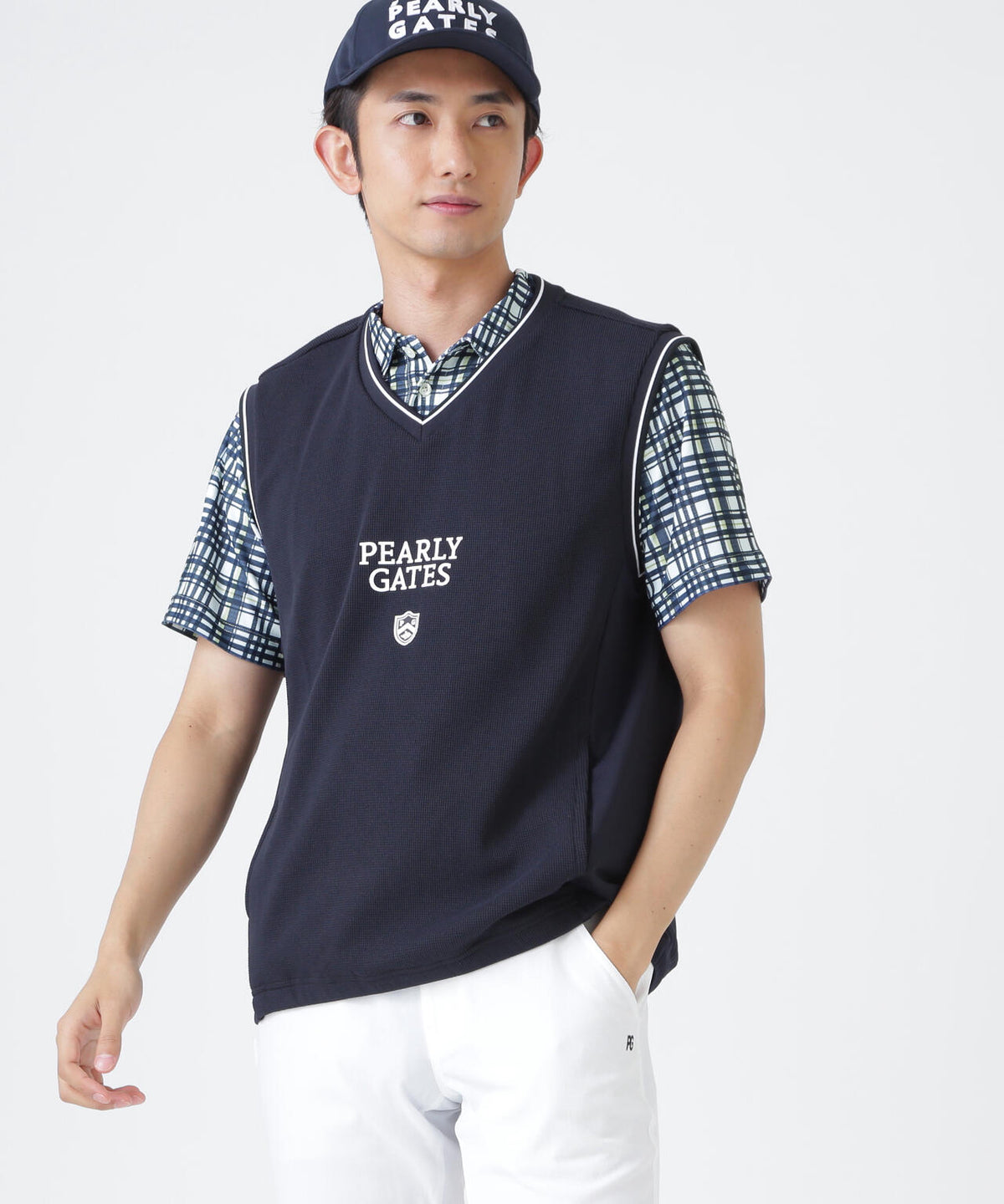 メッシュアンドメッシュVネックベスト (MENS)