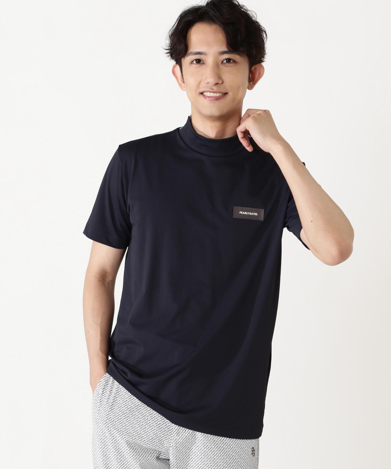 ハニカムストレッチ半袖モックネックカットソー