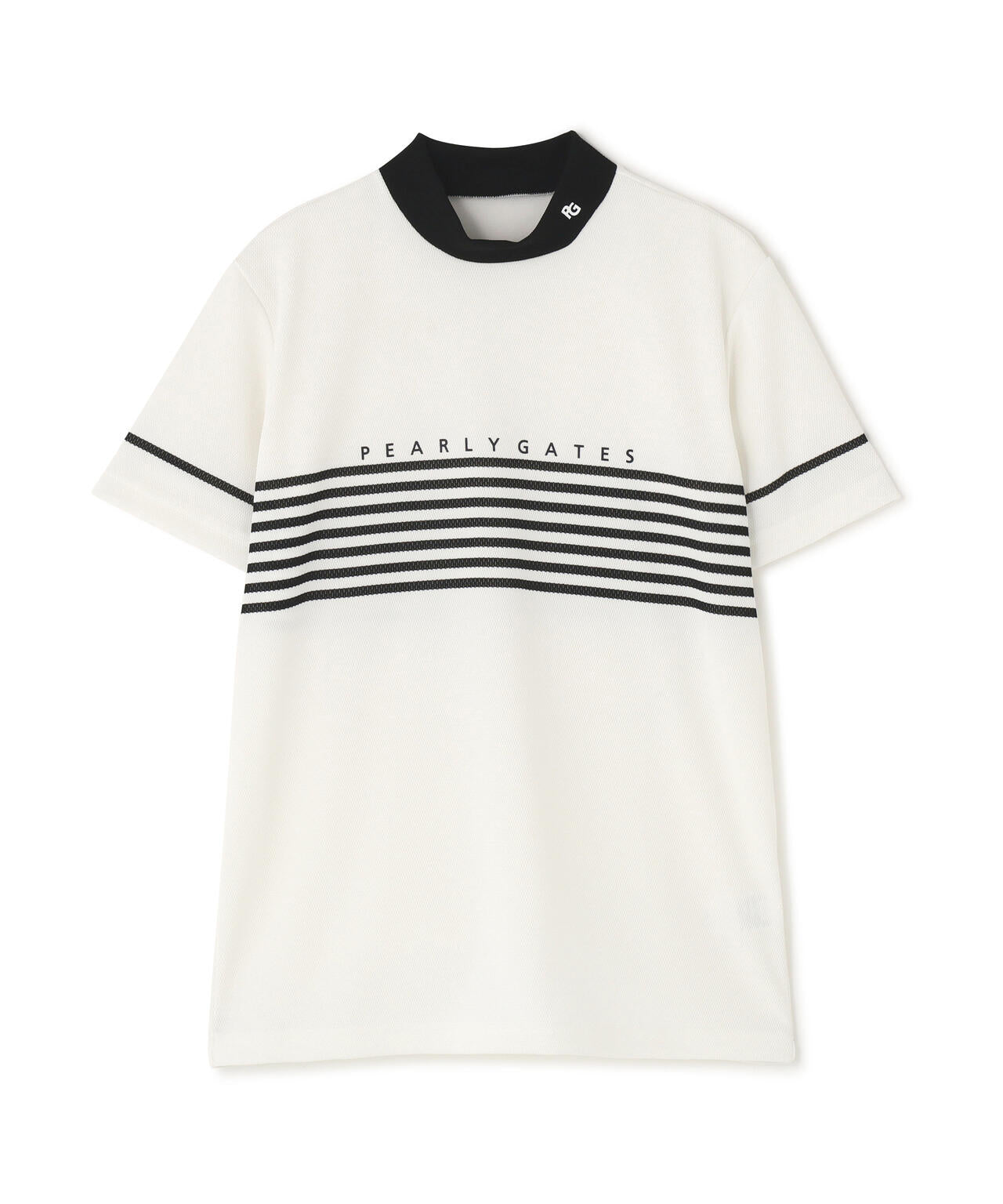 Peメッシュパネルボーダー半袖ハイネックカットソー (MENS)