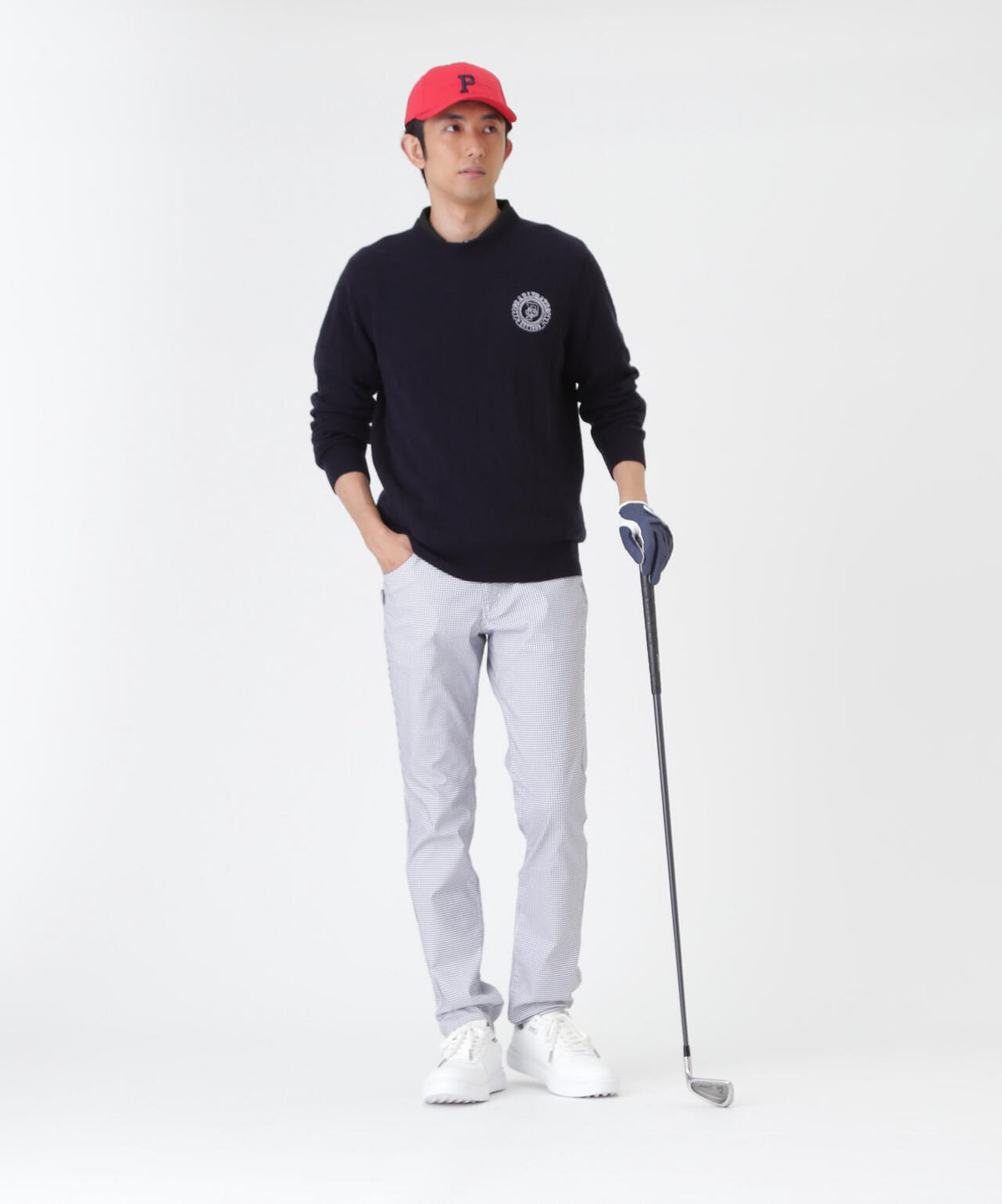 カシミヤ12G天竺クルーネックニットプルオーバー (MENS)