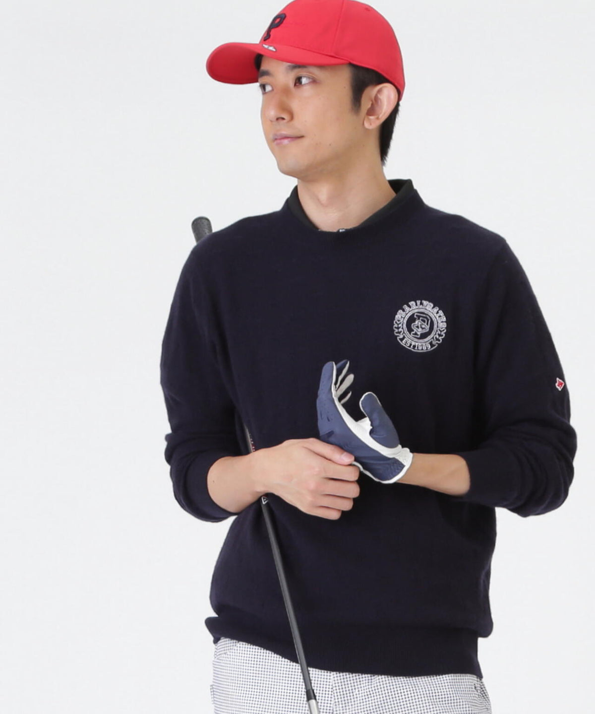 カシミヤ12G天竺クルーネックニットプルオーバー (MENS)
