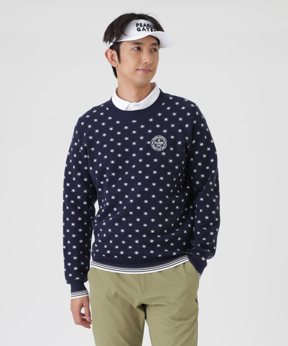 HGストレッチカシミヤクルーネックニットプルオーバー <星柄> (MENS)